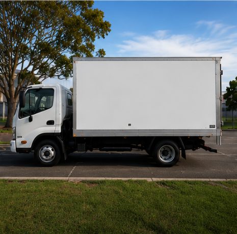 Freedom Hive Transport Hino 300 Pantech truck, side profile